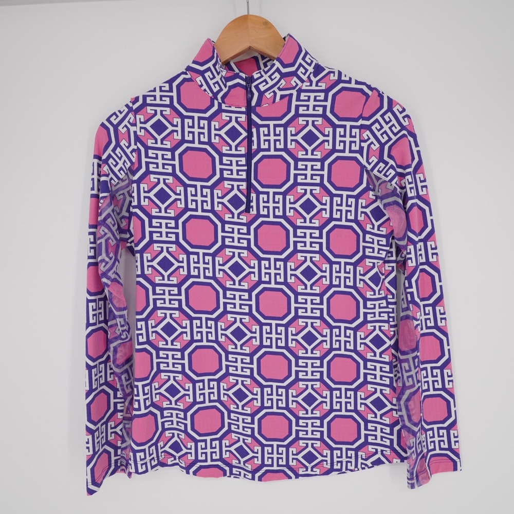 Ibkul 1/4 Zip Pullover Shirt Womens XS Geometric Outdoor Golf UPF50 Vented - Picture 11 of 12